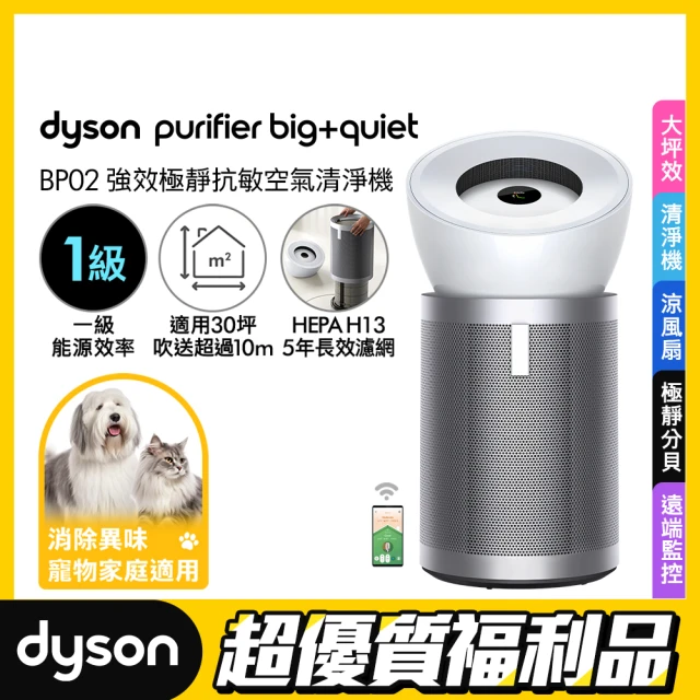 【dyson 戴森 限量福利品】BP02 Purifier Big+Quiet 強效極靜抗敏空氣清淨機(白色及柔霧銀 限量福利品)