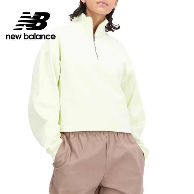 NEW BALANCE NB 刺繡半開襟上衣_AWT33556POU_女性_黃綠色(亞版 版型正常)