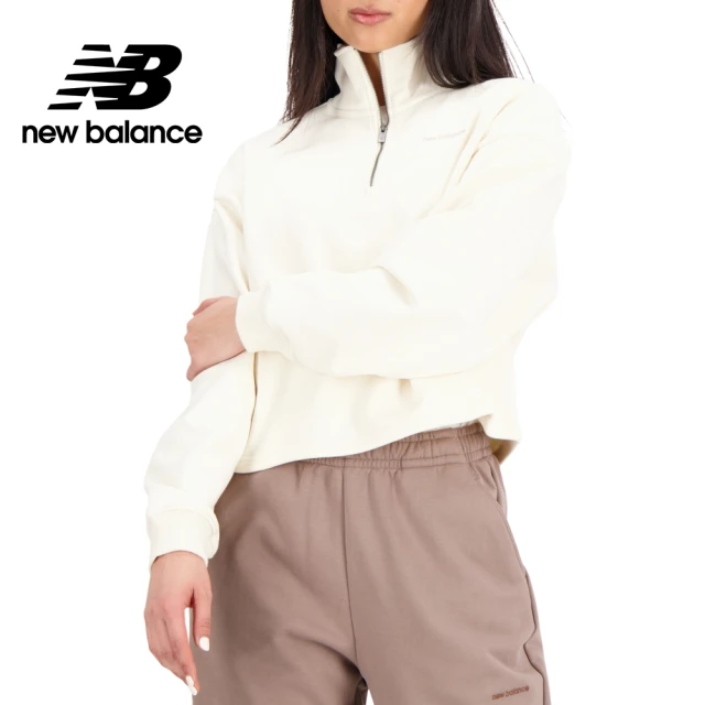 NEW BALANCE NB 刺繡NB半開襟上衣_AWT33556GIE_女性_米白色(亞版 版型正常)