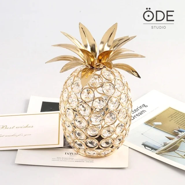 ODE studio 時尚水晶鳳梨菠蘿飾品風水擺飾配件客廳桌上裝飾新年(晶瑩財寶 旺旺好運 財運風水 時尚品味)