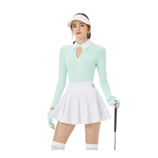 【BLKTEE GOLF】雙層領V口女長袖-淺綠(高爾夫長袖上衣 golf球衫)
