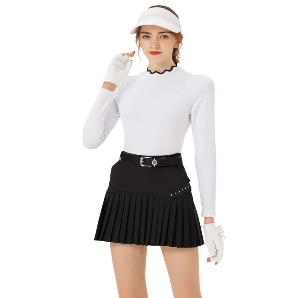 【BLKTEE GOLF】下百褶女短裙-黑(高爾夫女裙 百褶裙 短裙 A字裙)