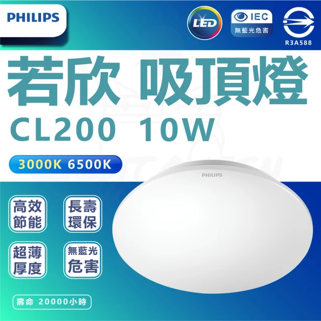 【Philips 飛利浦照明】3入組 若欣 10w LED吸頂燈 浴室吸頂燈 陽台燈(CL200)