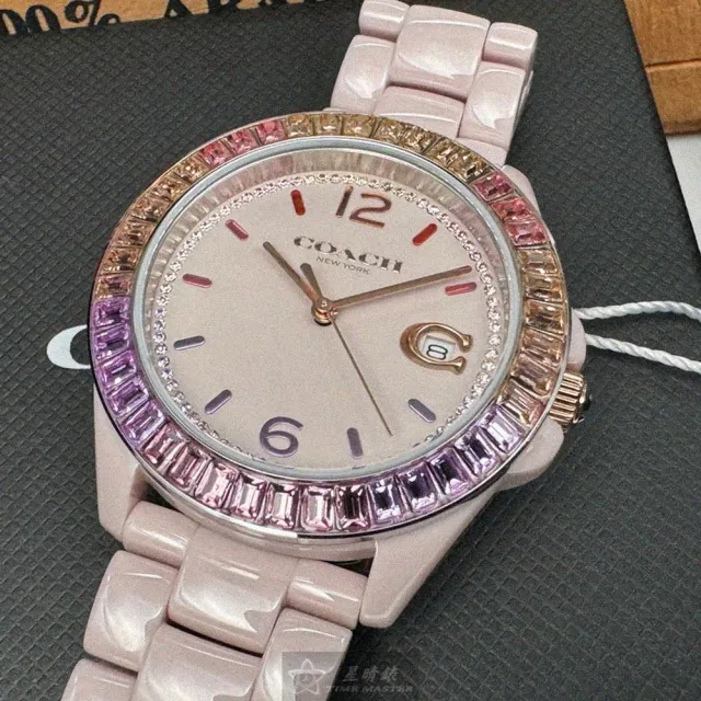 【COACH】COACH蔻馳女錶型號CH00161(粉紅錶面粉紅錶殼粉紅陶瓷錶帶款)