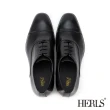 【HERLS】男鞋系列-入門首選全真皮簡約橫飾牛津鞋(黑色)