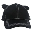 【KARL LAGERFELD 卡爾】貓咪耳朵簡約素色棒球帽(黑色)