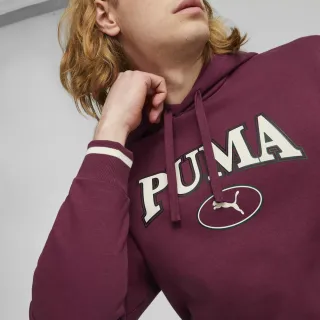 【PUMA】長袖 帽T 連帽上衣 大學T 男 女 基本系列Puma Squad 長厚 運動 休閒 紅色 歐規(67601722)