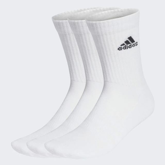 【adidas 愛迪達】C Spw Crw 3p 中筒襪 運動襪 透氣 舒適 壓縮足弓支撐 愛迪達 3雙入 白(HT3446)
