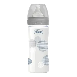 【Chicco 官方直營】舒適哺乳-防脹氣玻璃奶瓶240ml(小單孔)