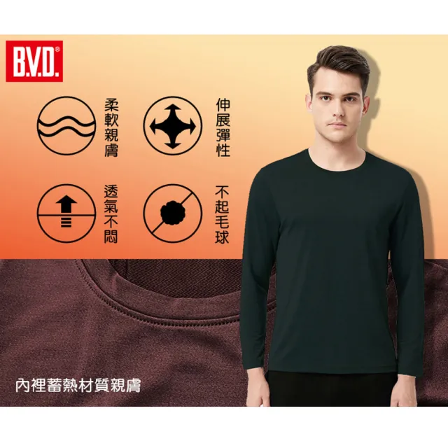 【BVD】4件組蓄熱恆溫圓領長袖衫(蓄熱 保暖 柔軟)