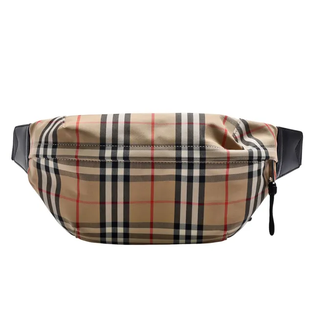 【BURBERRY 巴寶莉】經典Vintage格紋帆布拉鍊腰包(黃褐色80104301)