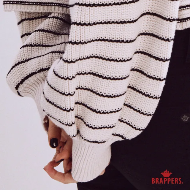 【BRAPPERS】女款 配色條紋線衫(卡其)