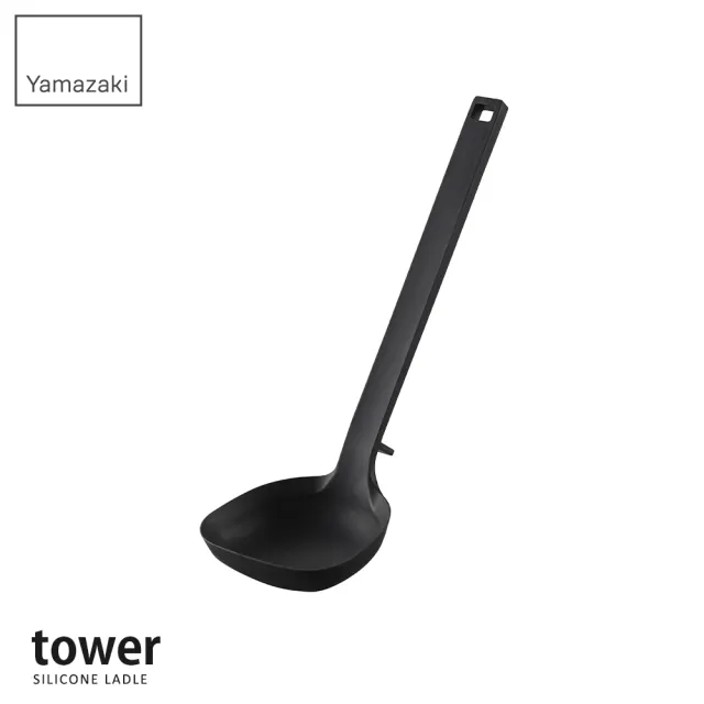【YAMAZAKI】tower矽膠湯勺-黑(料理用具/烹調用具/矽膠料理用具)
