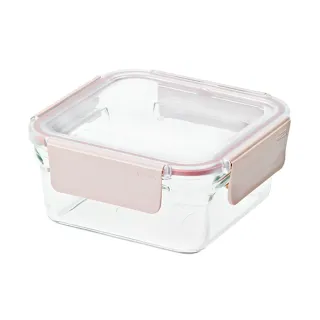 【Glasslock】韓國製烤箱可用強化玻璃櫻花粉保鮮盒-正方形1130ml