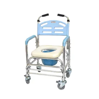 【恆伸醫療器材】ER-43012鋁合金固定式便椅 /便盆椅/洗澡椅/鐵輪(有輪可推、可架馬桶)