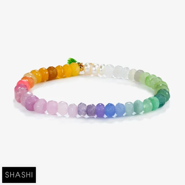 【SHASHI】紐約品牌 ZOE NEROLI 天然彩寶手鍊 經典切割款 彩虹漸層色系(碧璽)