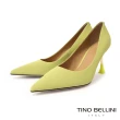 【TINO BELLINI 貝里尼】尖頭素面異材質拼接高跟鞋FSEV005(黃色)