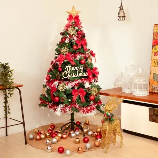 【摩達客】4尺/4呎-120cm豪華型裝飾綠色聖誕樹-全套飾品組+100燈LED小圓球珍珠燈串-暖白光/USB接頭*1