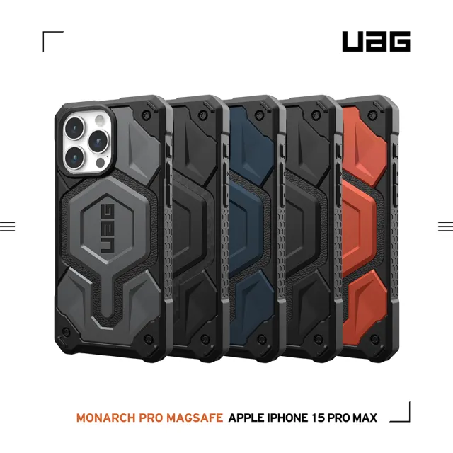 【UAG】iPhone 15 Pro Max 磁吸式頂級版耐衝擊保護殼（按鍵式）-極黑(支援MagSafe功能)