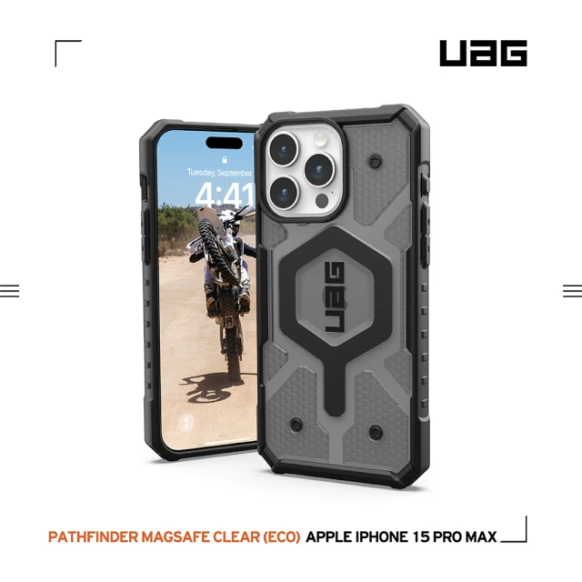 UAG iPhone 15 Pro Max 磁吸式耐衝擊保護殼（按鍵式）-透黑(支援MagSafe功能)