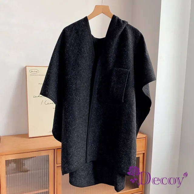 【Decoy】大方剪裁＊外搭開叉保暖披肩罩衫(顏色可選)