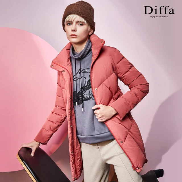 Diffa 長版羽絨拉鍊式外套-女