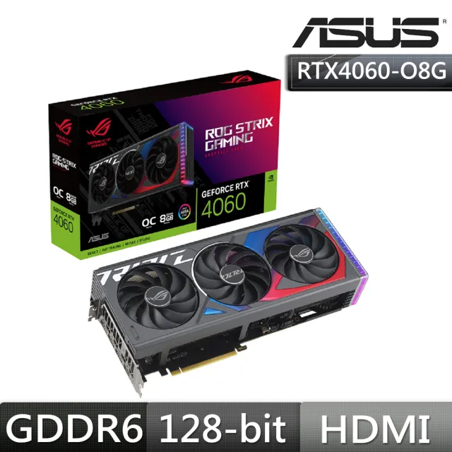 ASUS 華碩】ROG Strix GeForce RTX 4060 OC 版8GB GDDR6 顯示卡- momo