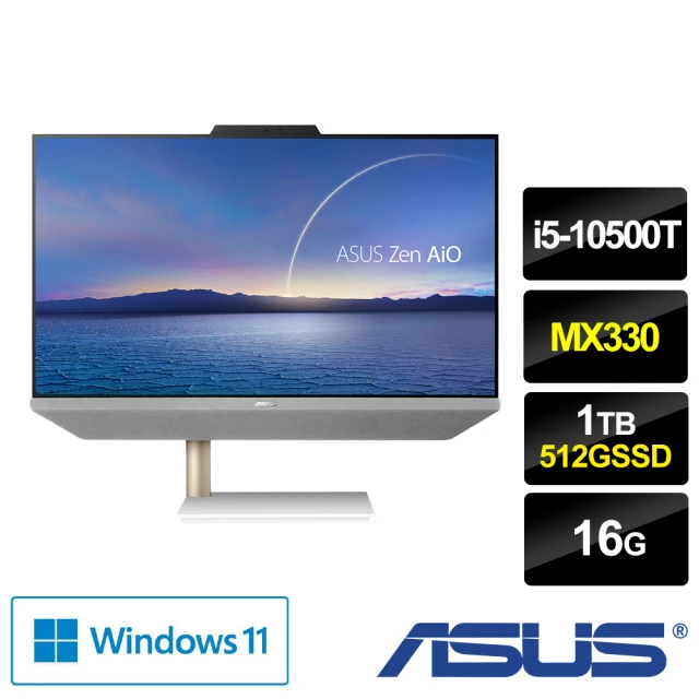 ASUS 華碩 福利品 24型i5獨顯MX330液晶電腦(ZEN AIO/i5-10500T/16G/1T+512G SSD/MX330/W11)