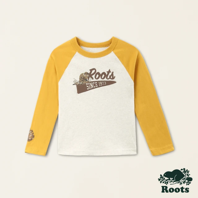 Roots Roots小童-戶外探險家系列 長袖上衣(白麻灰