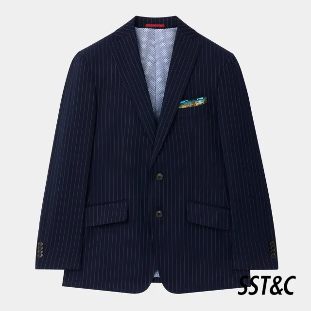 【SST&C 新品上市】藏青條紋修身版西裝外套0112310001