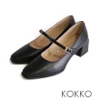 【KOKKO 集團】精緻女人方頭瑪莉珍綿羊皮方粗跟鞋(黑色)