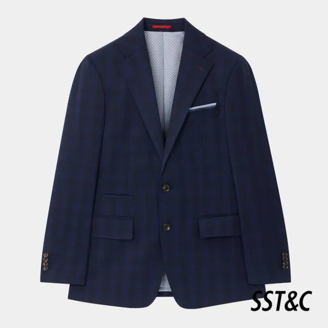 【SST&C 新品上市】藏青格紋裁縫版西裝外套0112310004