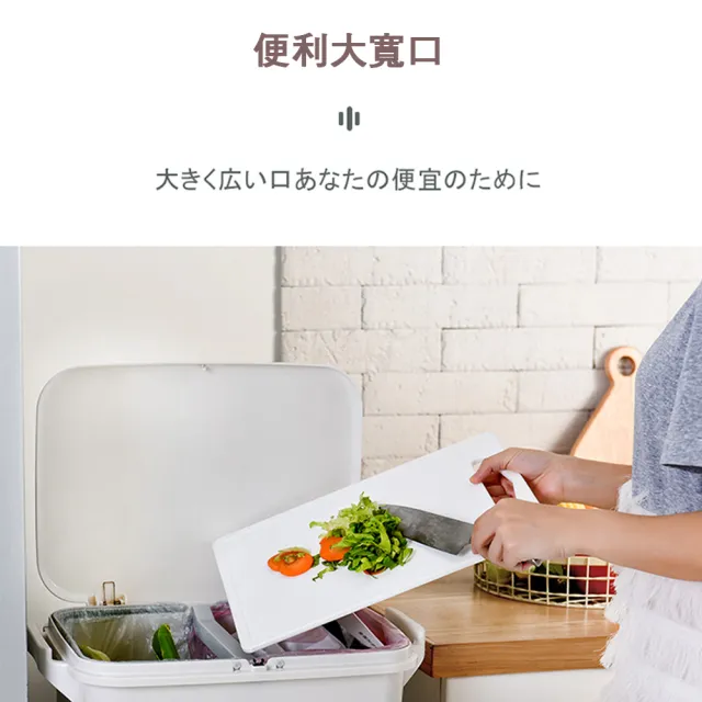 【isona】45L 二層雙蓋垃圾桶 腳踏式按壓 分類垃圾桶(垃圾桶)