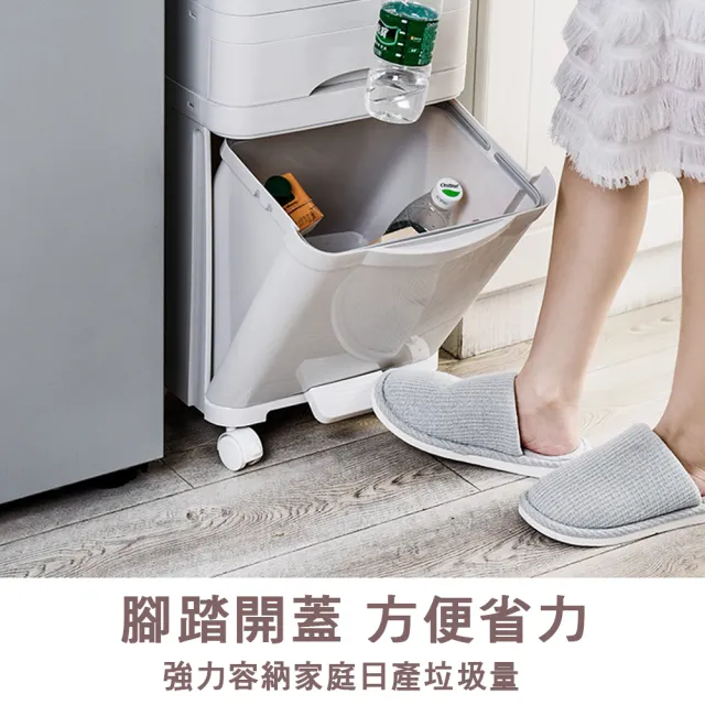 【isona】45L 二層雙蓋垃圾桶 腳踏式按壓 分類垃圾桶(垃圾桶)