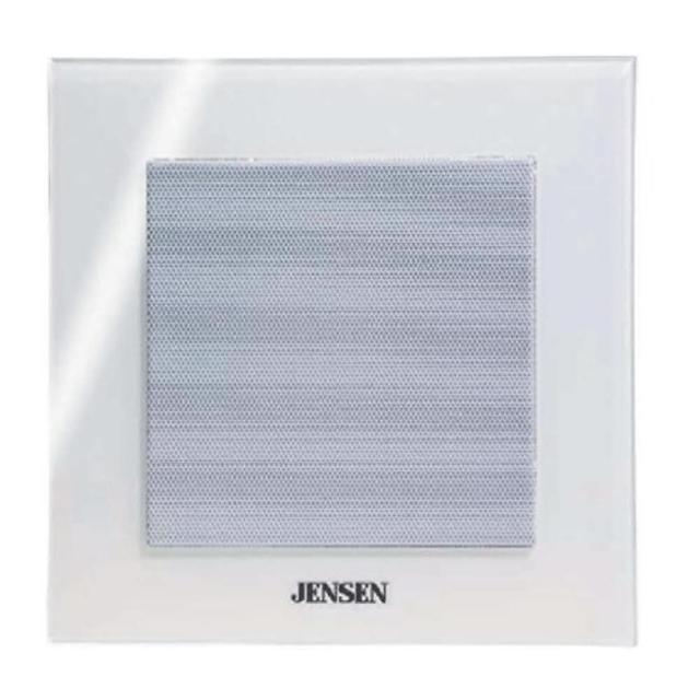 JENSEN Elite-101 組合式音響，採用白色系設計，尺寸精巧（開孔226x226mm，整體240x240mm），配備6.5吋低音單體與28mm軟質圓頂高音單體，標稱阻抗6歐姆，1W/m SPL高達91dB，提供單曲、隨機、迴圈及編曲播放模式。高音保護功能完備，支援110V電源，附原廠配件，享3年以上保固。適合居家或車用音響升級，帶來清晰立體音效。