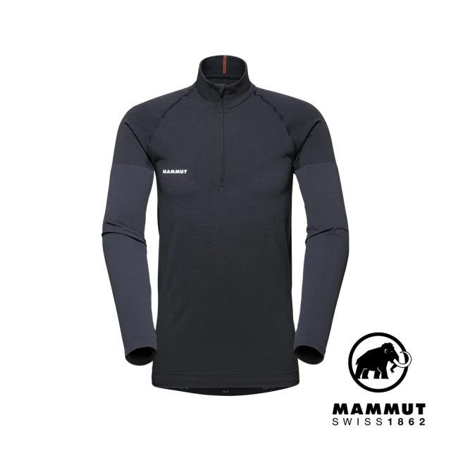 Mammut 長毛象 Trift Half Zip Longsleeve 羊毛混紡立領半拉鍊長袖排汗衣 黑色 男款 #1016-01050