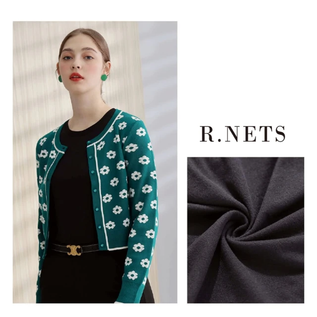 R.NETSR.NETS 雅芮絲-質感暖絲絨鎖溫圓領上衣-黑(中大尺碼/保暖/彈力/磨毛)