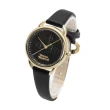 【Vivienne Westwood】金框 黑面 經典LOGO土星 浮雕錶盤設計 黑色皮革錶帶 女錶 手錶 母親節(VV163GDBLK)