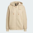 【adidas 愛迪達】外套 女款 運動連帽外套 亞規 WORD FZ HOODIE 奶茶色 IK9893