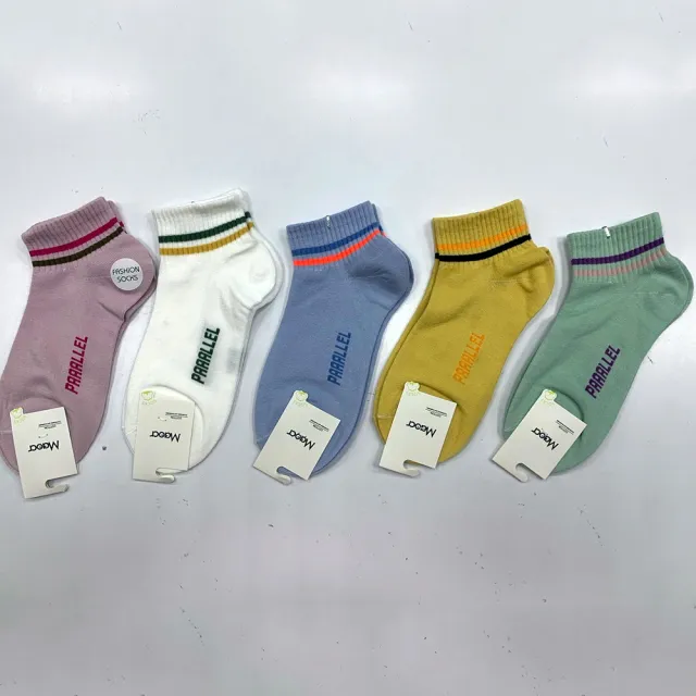 【Socks Form 襪子瘋】5雙組-日系條紋潮流棉質短襪(踝襪/棉襪/船型襪/女襪)