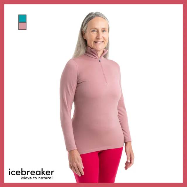 【Icebreaker】女 Oasis 半開襟長袖上衣-BF200(排汗衣/底層衣/美麗諾羊毛衣/T恤)