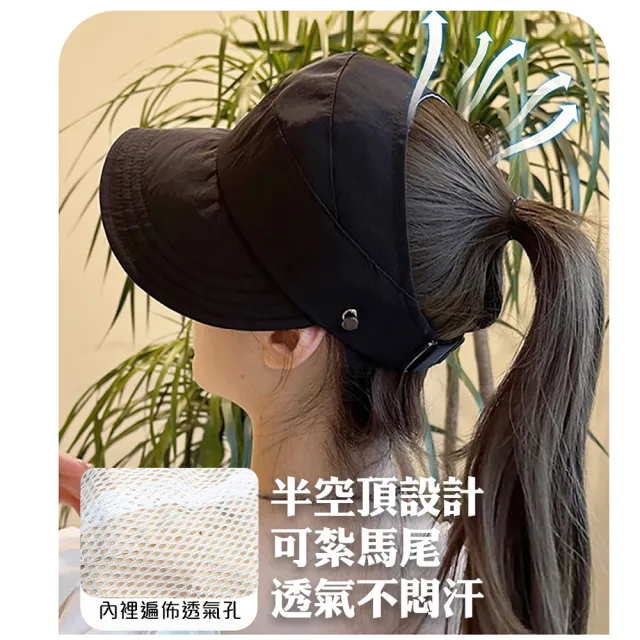 【QIDINA】百搭輕薄防潑水防曬空頂遮陽帽-H(棒球帽 防曬帽子女 鴨舌帽 草帽 漁夫帽女)