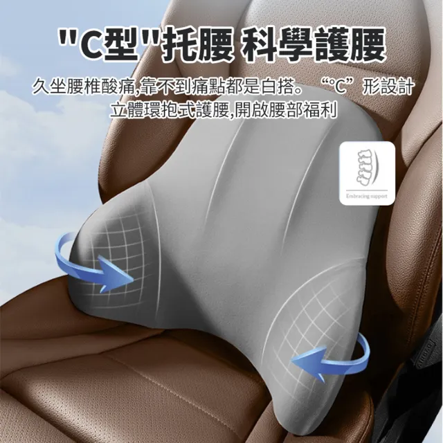 【ANTIAN】汽車記憶棉頭枕腰靠套組 車用護頸枕+護腰枕 車載乳膠護腰墊