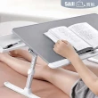 【賽鯨 SAIJI】小K7 皮革多功能床上桌-灰色/黑色 平板凹槽+抽屜(床上桌/懶人桌/電腦筆電桌/摺疊書桌)