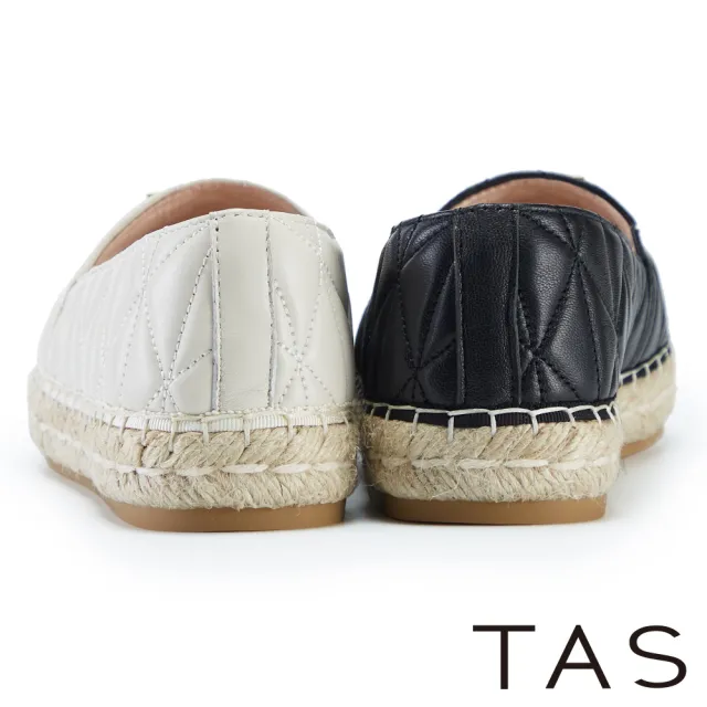 【TAS】羊皮休閒平底草編鞋(黑色)