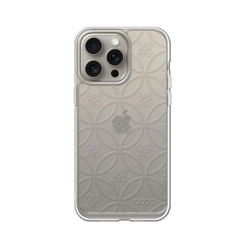 【apbs】iPhone全系列 浮雕感防震雙料手機殼(圓形花磚)