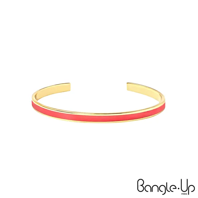 【Bangle up】復古風琺瑯開口鍍金手環(玫瑰粉)