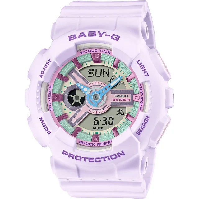 【CASIO 卡西歐】BABY-G 粉紫色 柔和色調手錶 畢業禮物(BA-110XPM-6A)