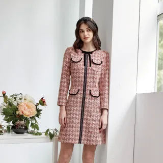 【MYSHEROS 蜜雪兒】短洋裝 含棉細緻針織 後拉鍊設計(橙)