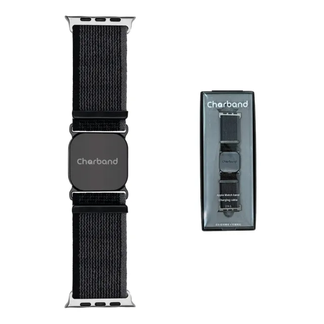 【Charband恰恰充】極致黑 Apple Watch磁吸充電錶帶(USB快速充電 錶帶立刻化身充電線)